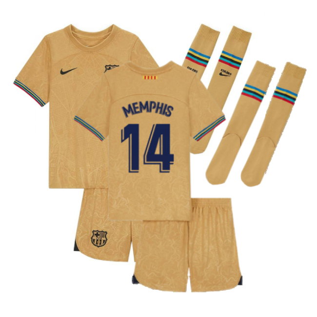 2022-2023 Barcelona Little Boys Away Kit (MEMPHIS 14)-SoccerKits Hub | Buy Soccer Jerseys Online